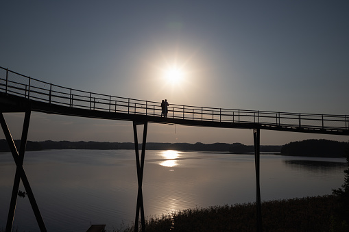 The sunset in the city of Zarasai in Lithuania