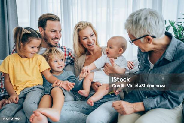 Happy Family At Home Stock Photo - Download Image Now - Multi-Generation Family, Family, Baby - Human Age