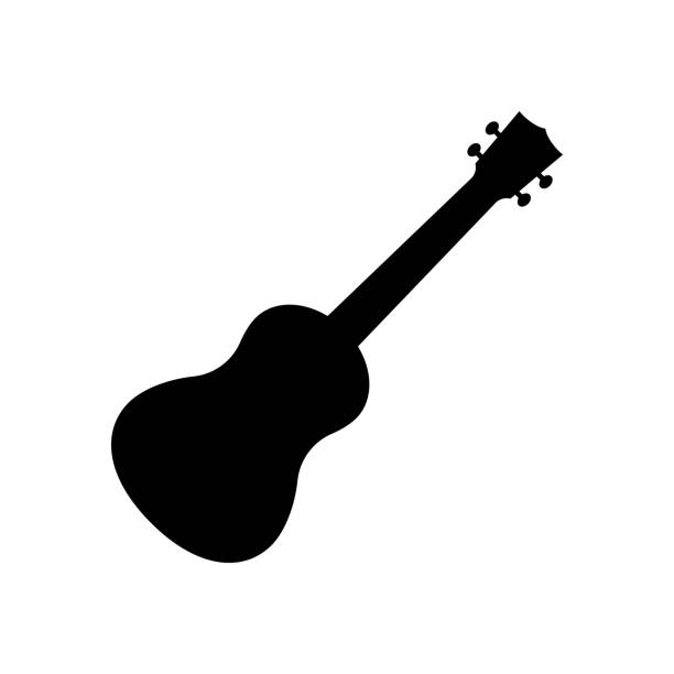 illustrations, cliparts, dessins animés et icônes de icône de la guitare acoustique. silhouette noire de guitare. illustration vectorielle. - 11084