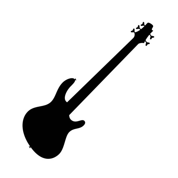 ikona elektrycznej gitary basowej. sylwetka gitary. ikona instrumentu muzycznego. - 11090 stock illustrations