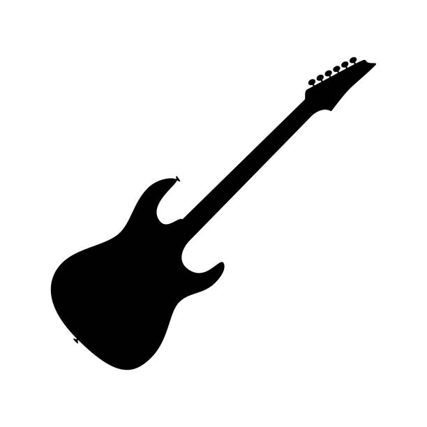 illustrazioni stock, clip art, cartoni animati e icone di tendenza di icona del basso elettrico. siluetta della chitarra. icona dello strumento musicale. - 11091