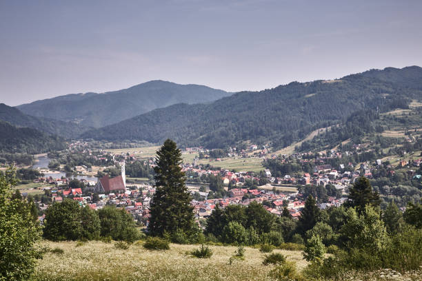 istock Image of a small village and Dunajec river 1434452990