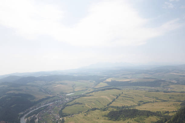 Szczawnica, Poland - July 06, 2015 : High angle view of Dunajec river seen from Trzy Korony peak
