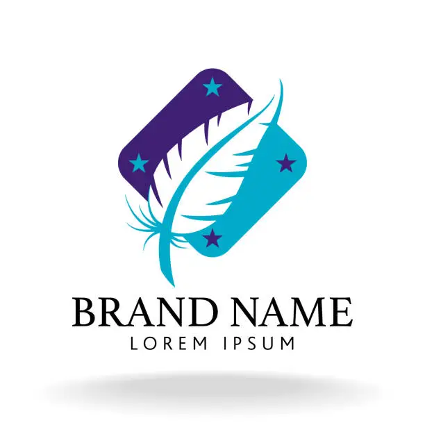 Vector illustration of Feather Quill Brand Design Template