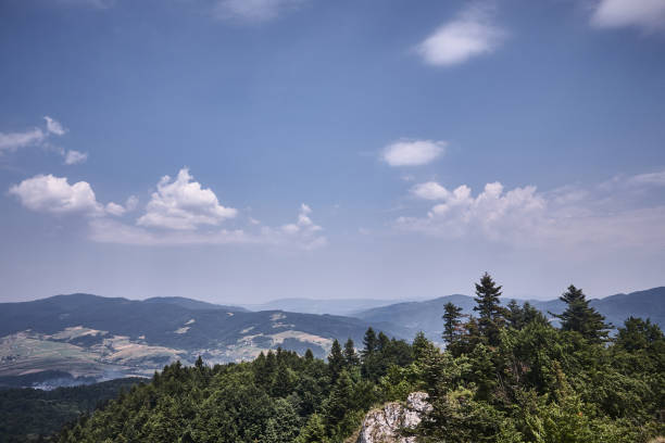 Szczawnica, Poland - July 06, 2015 : High angle view of a landscape seen from Trzy Korony peak