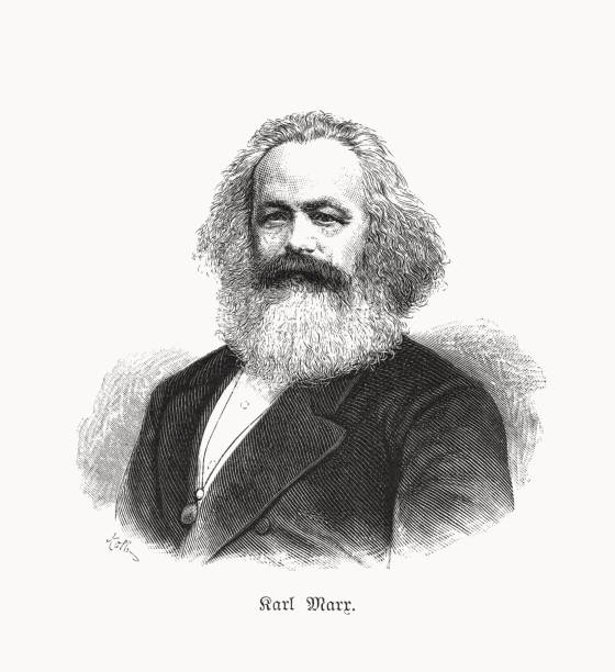 Karl Marx (1818-1883), German philosopher, wood engraving, published in 1893 vector art illustration