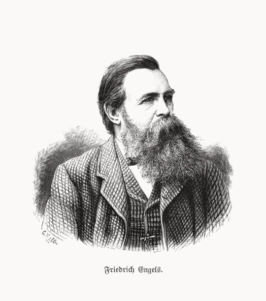 Friedrich Engels (1820-1895) - German philosopher, wood engraving, published in 1893 Friedrich Engels (1820 - 1895) - German philosopher, critic of political economy, historian, political theorist and revolutionary socialist. Engels developed what is now known as Marxism together with Karl Marx. Wood engraving after a photograph, published in 1893. friedrich engels stock illustrations
