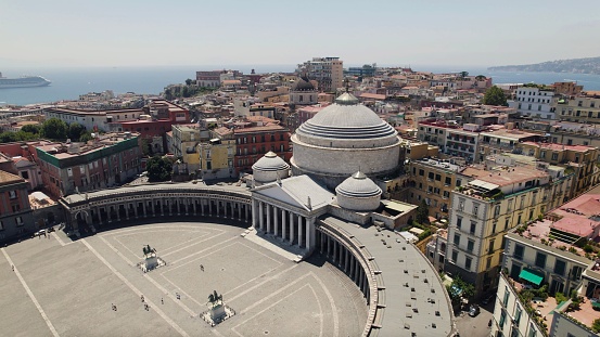 A bird's eye view of Piazza del Plebiscito in Naples, Italy