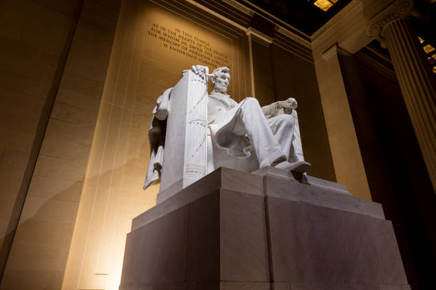 istock Abraham Lincoln Statue - Lincoln Memorial - Washington, D.C. - Night - Low Angle 1434463490