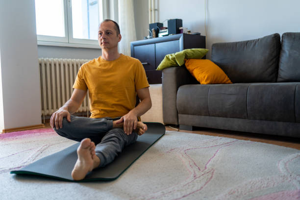 istock First thing in the morning for him is yoga 1434463544