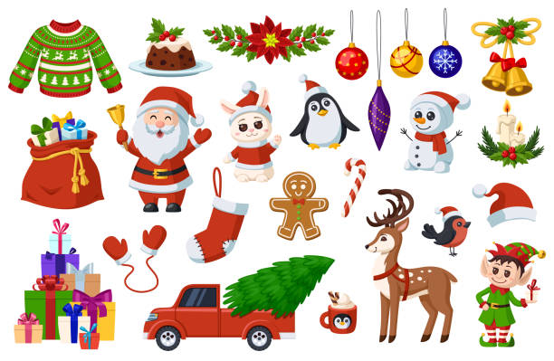 クリスマスのキャラクターと装飾要素のコレクション。 - symbol computer icon christmas candy点のイラスト素材／クリ�ップアート素材／マンガ素材／アイコン素材