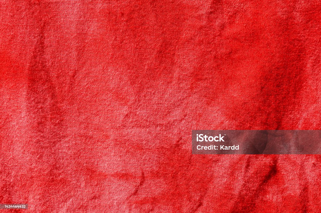 Old Fade Red Color Wrinkled Fabric Texture Stock Photo - Download Image