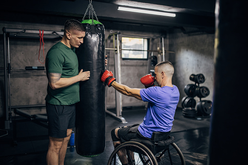 Autistic Boxer Disabled Boxer Training Stock Photo - Download Image Now - 25-29 Years ...