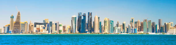 istock Downtown with skyscrapers, view from sea 1434467636