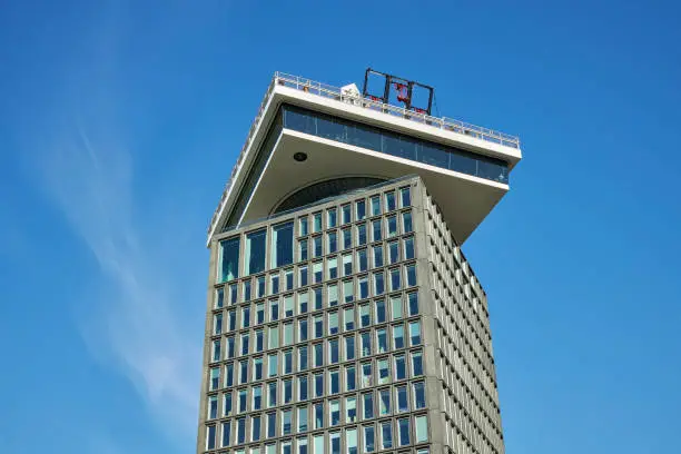 A'DAM Tower with blue sky at Amsterdam-Noord, The Netherlands