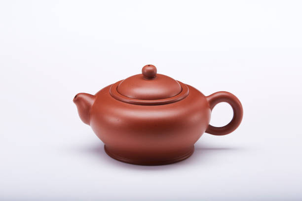 Chinese clay teapot isolated on white background.