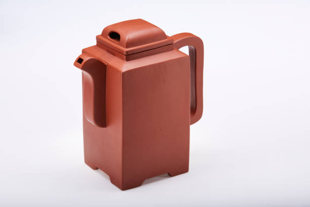 Chinese clay teapot isolated on white background.