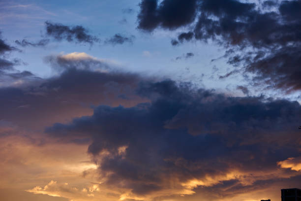 Sunset with golden and blue color over the sky.