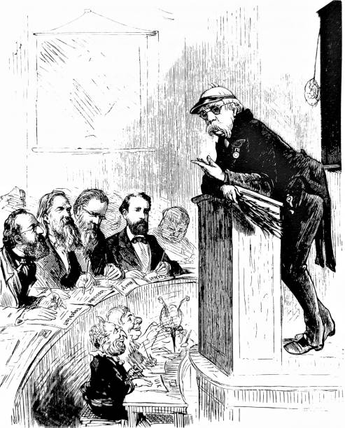 Diction for the journalists by the chancellor: only if you write conservatively you acawill write correctly Illustration from 19th century. school counselor stock illustrations