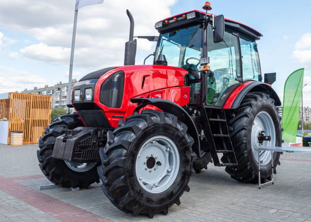 istock Red wheeled tractor at an agricultural fair 1434475843
