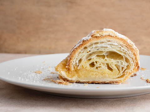 Almond, Croissant, Cake, Backgrounds, Baked, Dessert - Sweet Food, Artisanal Food and Drink, Powdered Sugar