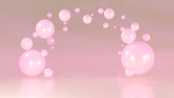 istock 3D rendering of Cosmetics pink bubbles on defocus background. 1434484589