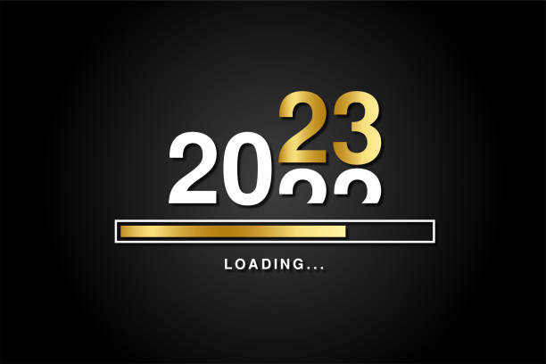 istock Loading process ahead of new year 2023. Symbol of new year 2023 celebration. Creative festive banner with trendy design. 1434500504