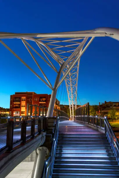 Photo of HDR image of Highland pedestrian bridge in Denver, Colorado. Taken at night.