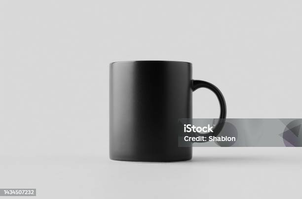 Black Matte Mug Mockup Stock Photo - Download Image Now - Advertisement, Black And White, Black Color