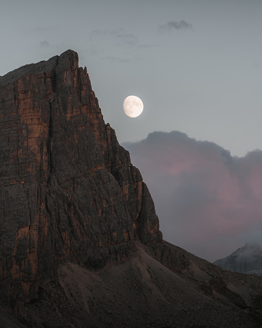 Moon rise, Dolomites, Italian Alps, Italy