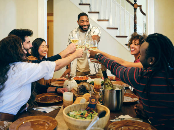 istock Group of Friends Celebrating Thanksgiving 1434511286