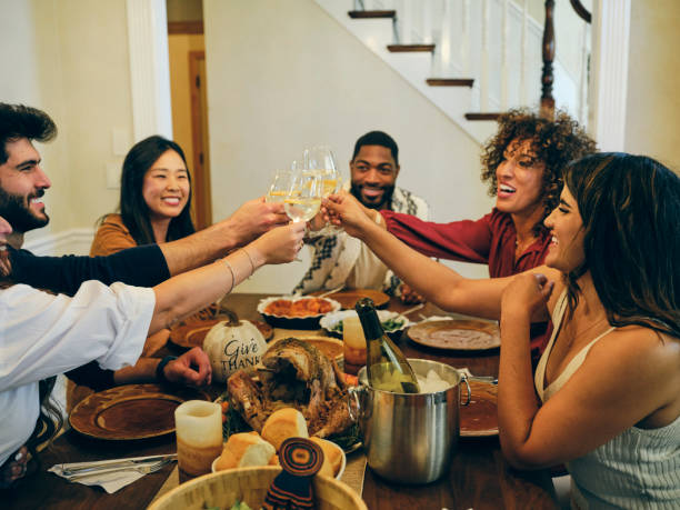 istock Group of Friends Celebrating Thanksgiving 1434511391