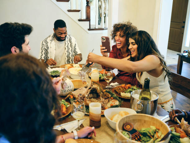 istock Group of Friends Celebrating Thanksgiving 1434512034