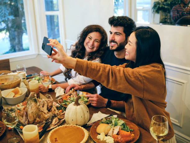 istock Group of Friends Celebrating Thanksgiving 1434512405