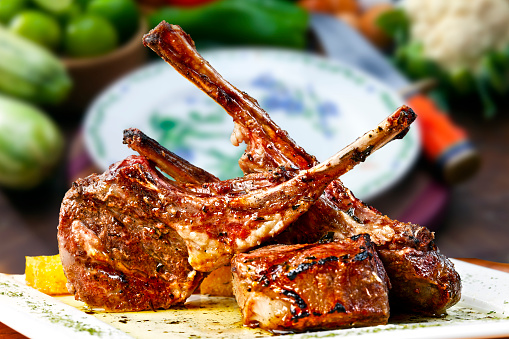 Roasted lamb chop, barbecue food