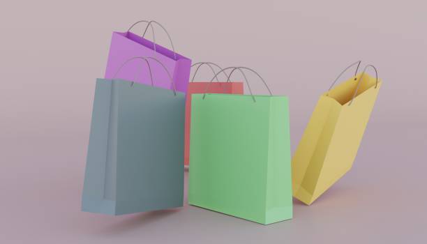istock 3d Paper bag illustration for online shopping 1434515847