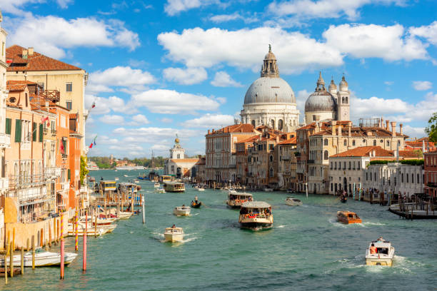 Santa Maria della Salute cathedral and Grand canal, Venice, Italy Santa Maria della Salute cathedral and Grand canal, Venice, Italy grand canal venice stock pictures, royalty-free photos & images