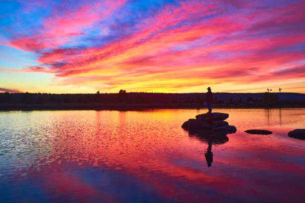 istock Lonely man in a lagoon at sunset in Monte Escobedo Zacatecas 1434521073