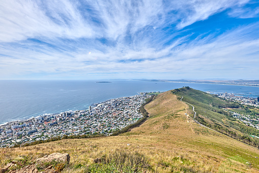 Sea Point by the Atlantic ocean - Cape Town, a city of diversity , South Africa. Aerial photo