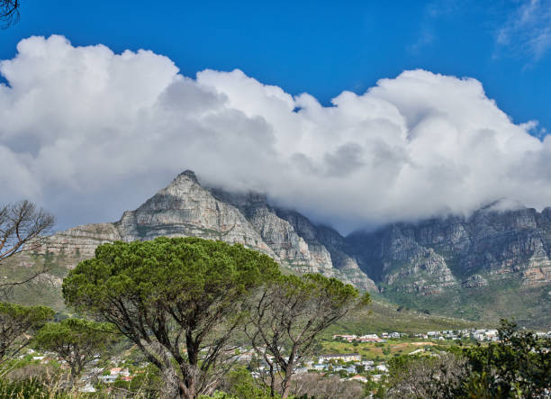 Table Mountain and the welve apostles stock photo