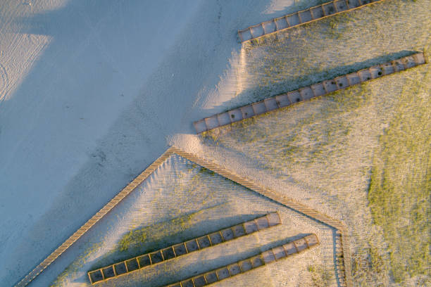 istock drone aerial view of a beach with a dune care system 1434523452