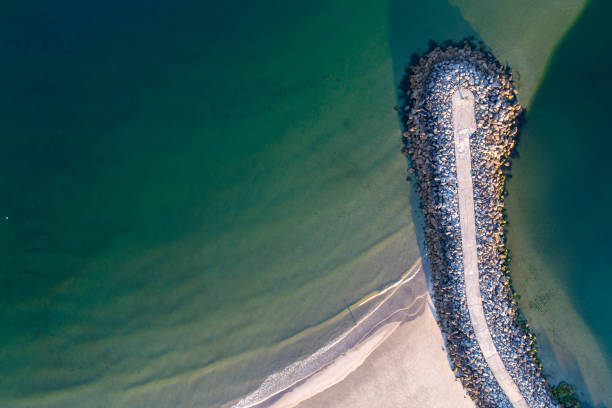 istock drone aerial view of a harbour breakwater 1434523984