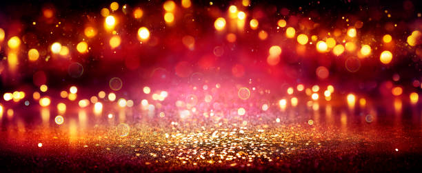 istock Red And Golden Glittering With Bokeh Lights In Abstract Defocused Background 1434529723