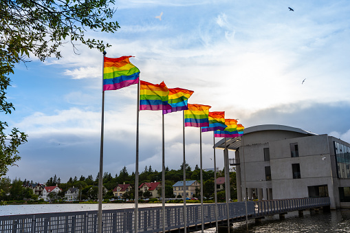 Pride Flags at Reykjavík's City Hall, Iceland