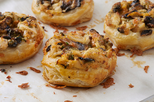 Roast Chicken and Mushroom Puff Pastry Shell's with Smoked Gouda