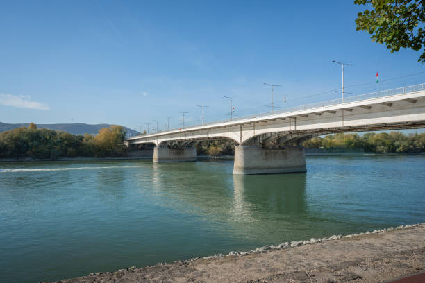Arpad Bridge and Margaret Island at Danube River - Budapest, Hungary