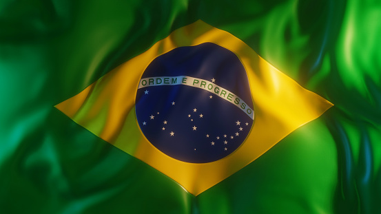 Brazilian Flag Frontal Close up, 3D Render