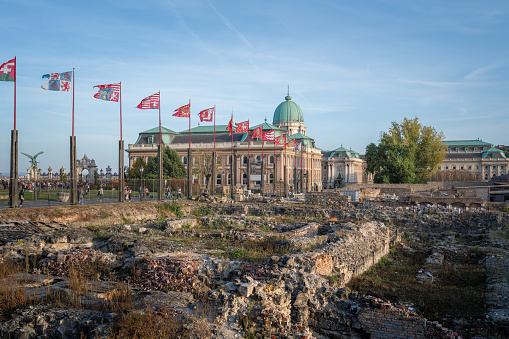 Budapest, Hungary - Oct 20, 2019: Buda Castle ruins and excavations - Budapest, Hungary