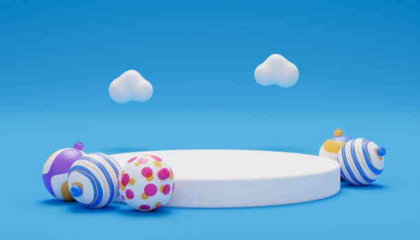 istock Christmas background with podium for product display. 3d rendering. blue background. 1434543461
