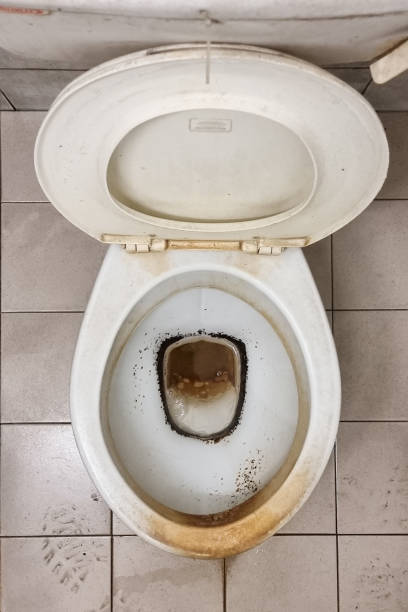 istock Dirty and stinky toilet bowl with limescale 1434550538